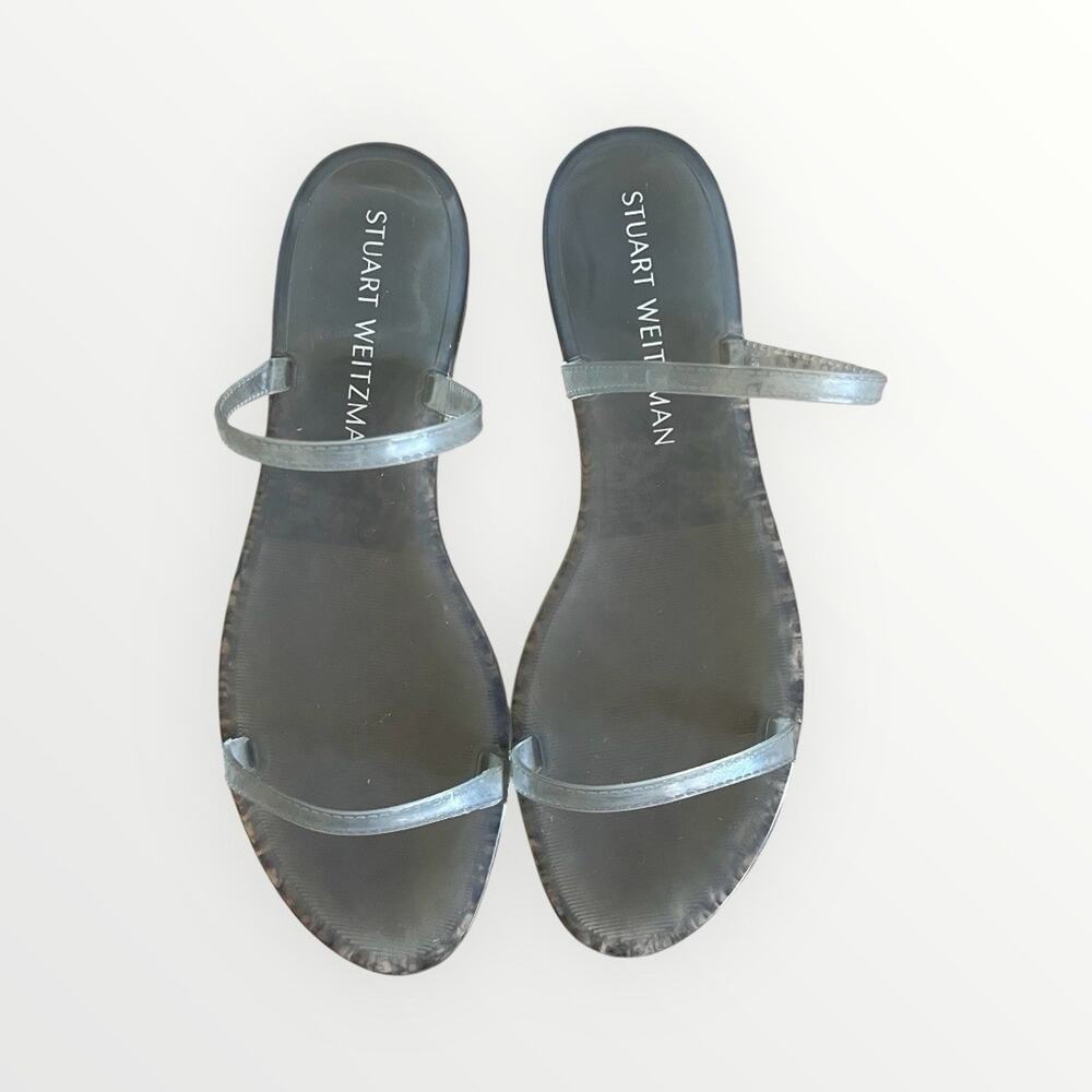 Stuart Weitzman Jelly Sandals US 11B / EU 41.5 Clear Gray Slip On Flat Women’s - Picture 7 of 9